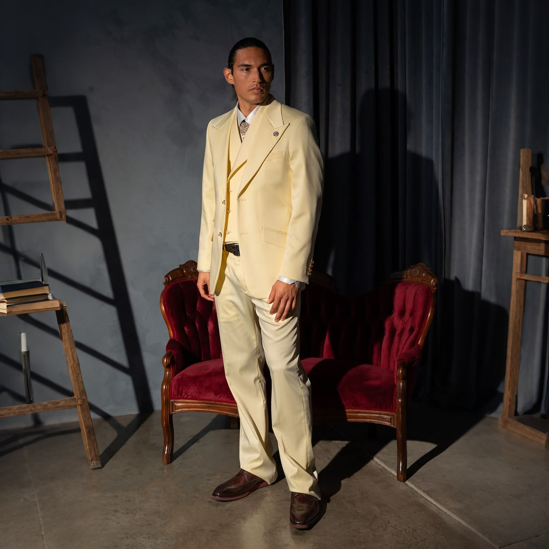 Men'S Formal Evening Wear - Formal Men's Cream 3Piece Suit Single