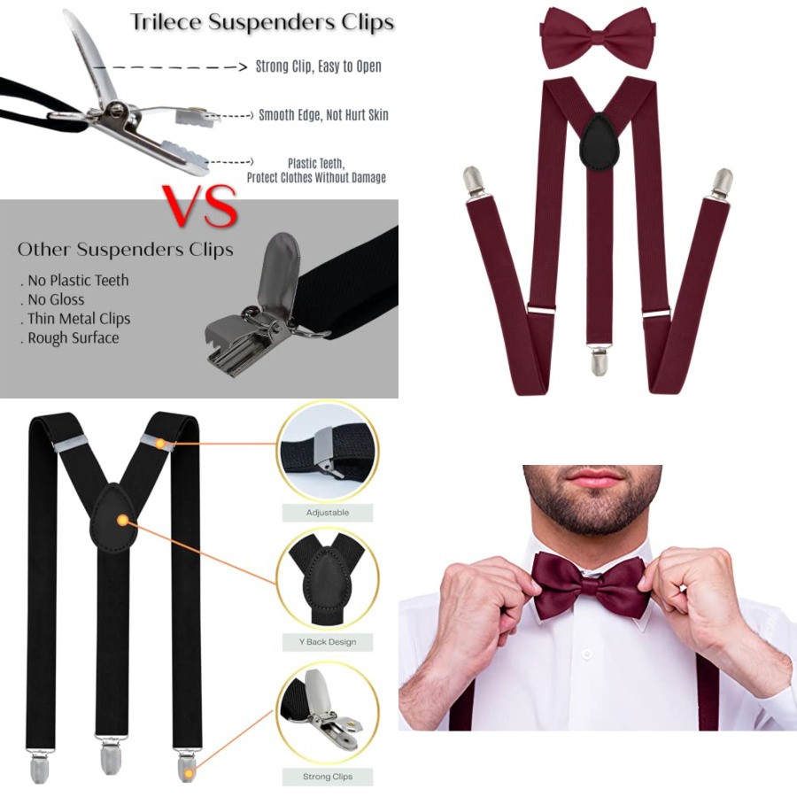 Men'S Formal Wear With Suspenders - Men’s Suspenders and Bow Tie Set