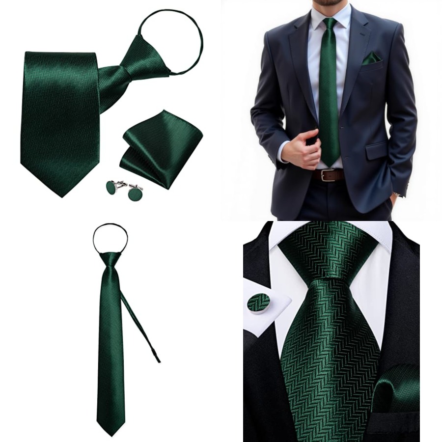 Pocket Square Set - Silk Zipper Ties for Men,Paisley Solid