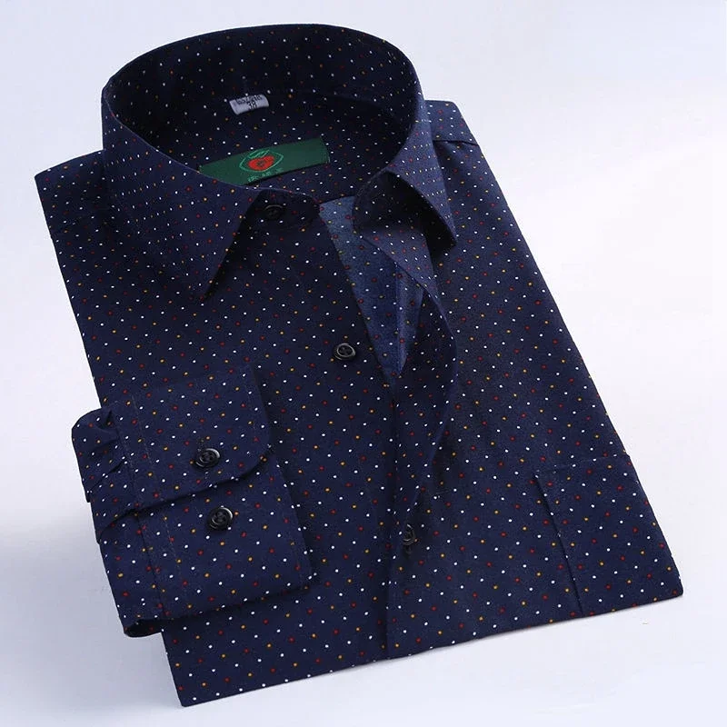 Korean Men Formal Wear - Men's Floral Print Long Sleeve Shirt