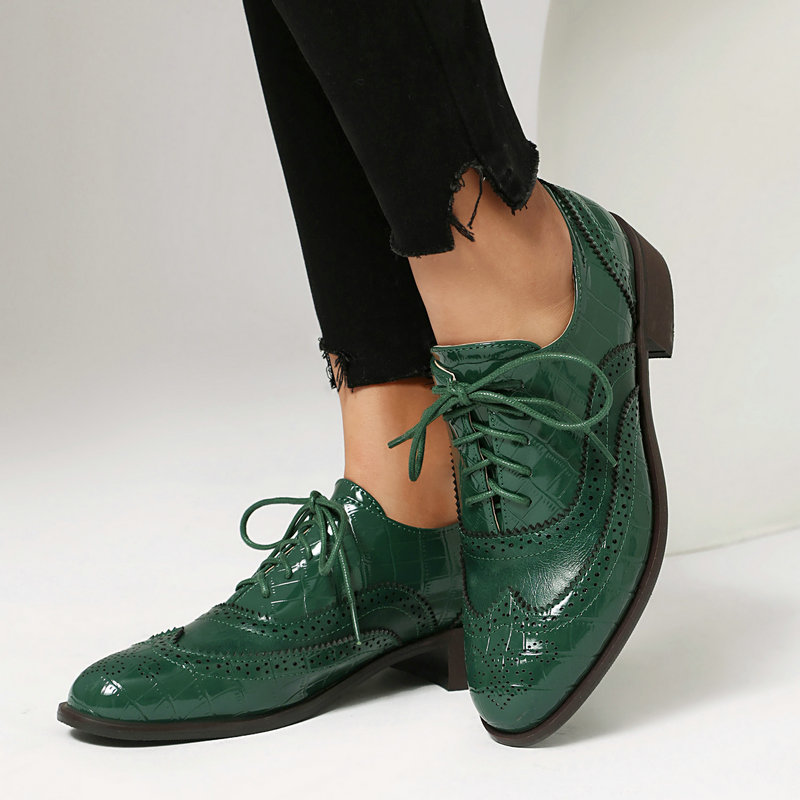Women Stone Print Brogue Oxfor - Patent Leather Oxford recensione e prezzo