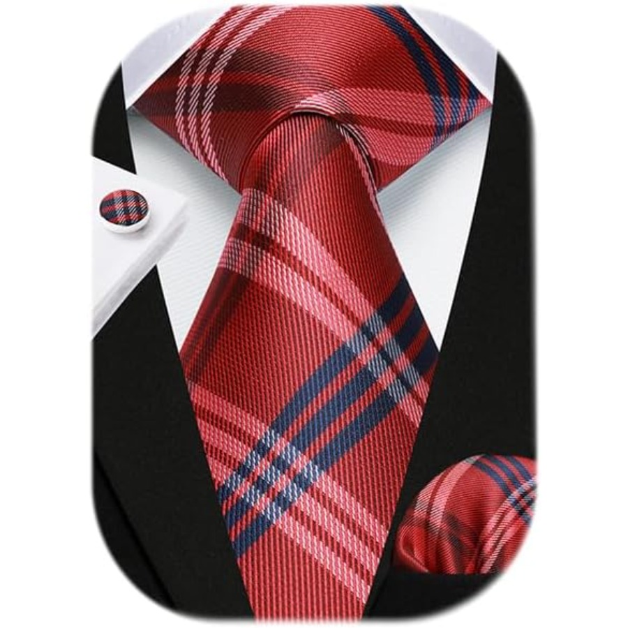Mens Ties Set Stripe Plaid Tie - Pocket Square Set recensione e prezzo