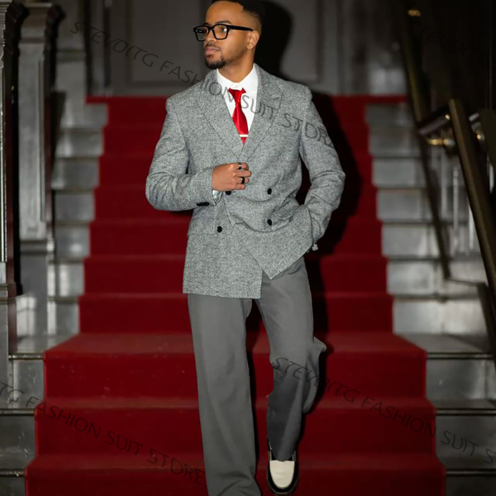 Casual Textured Men's Grey Dou - Men'S Formal Evening Wear recensione e prezzo