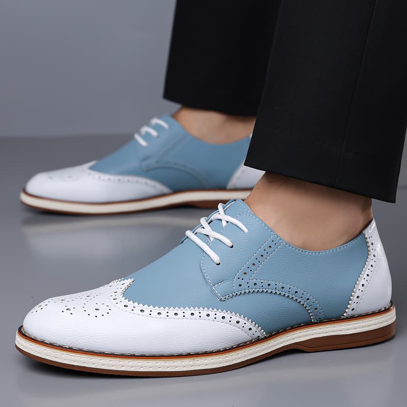 Mens White Blue Two Tone Brogu - Patent Leather Oxford recensione e prezzo