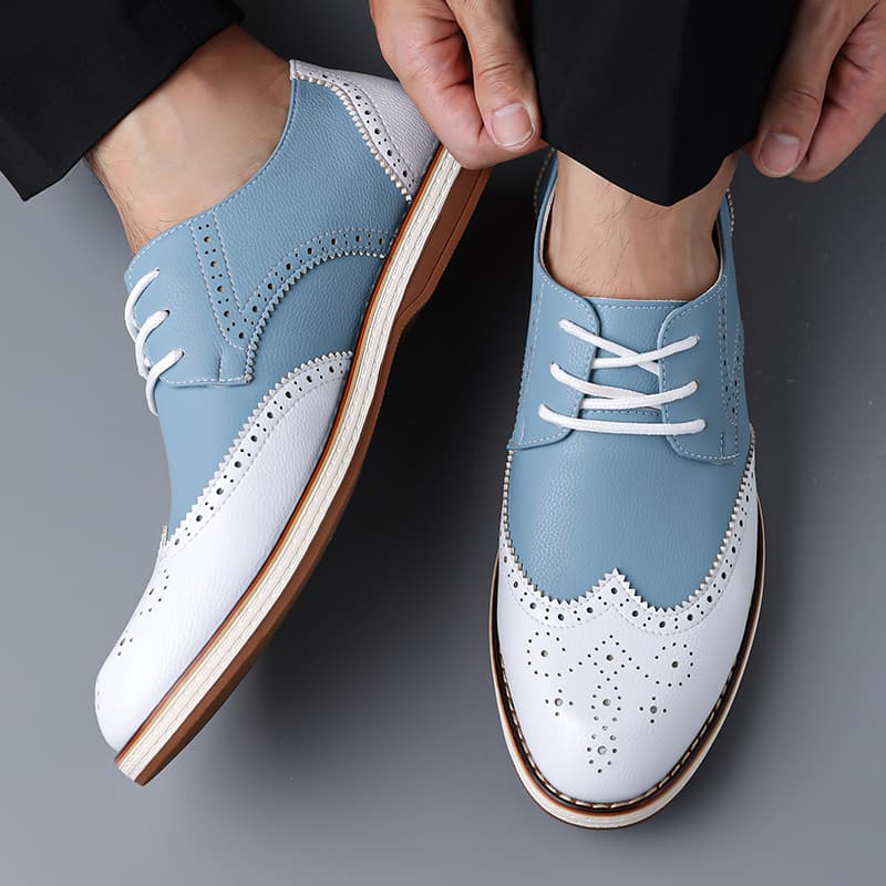 Mens White Blue Two Tone Brogu - Patent Leather Oxford recensione e prezzo
