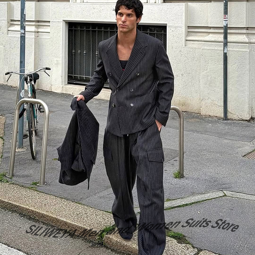 Elegant Man Suit Pinstripe Dou - Men'S Formal Evening Wear recensione e prezzo