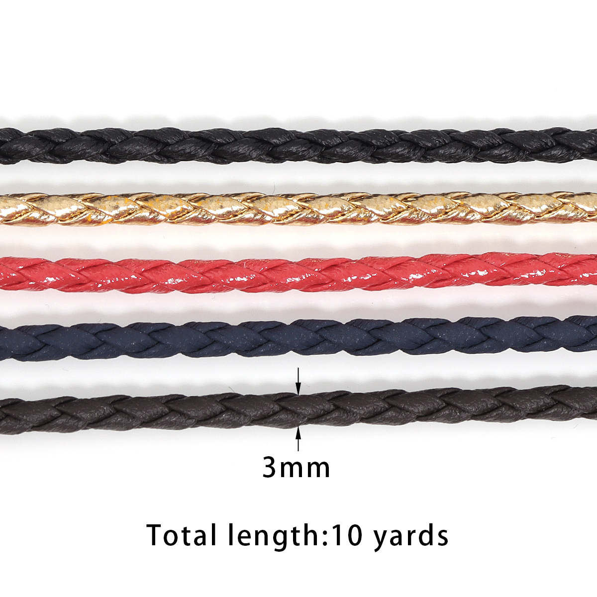 10Yards 3mm Braided Genuine Le - Patent Leather Oxford recensione e prezzo