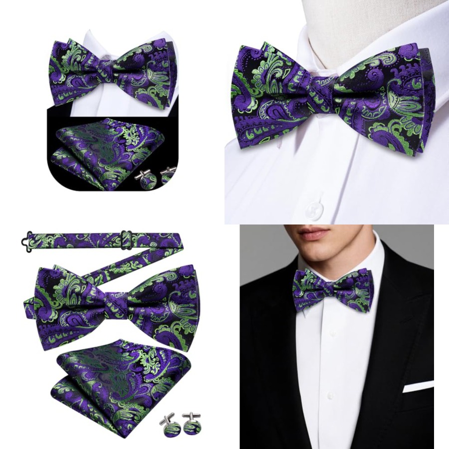 Mens Paisley Striped Bowtie Se - Pocket Square Set recensione e prezzo
