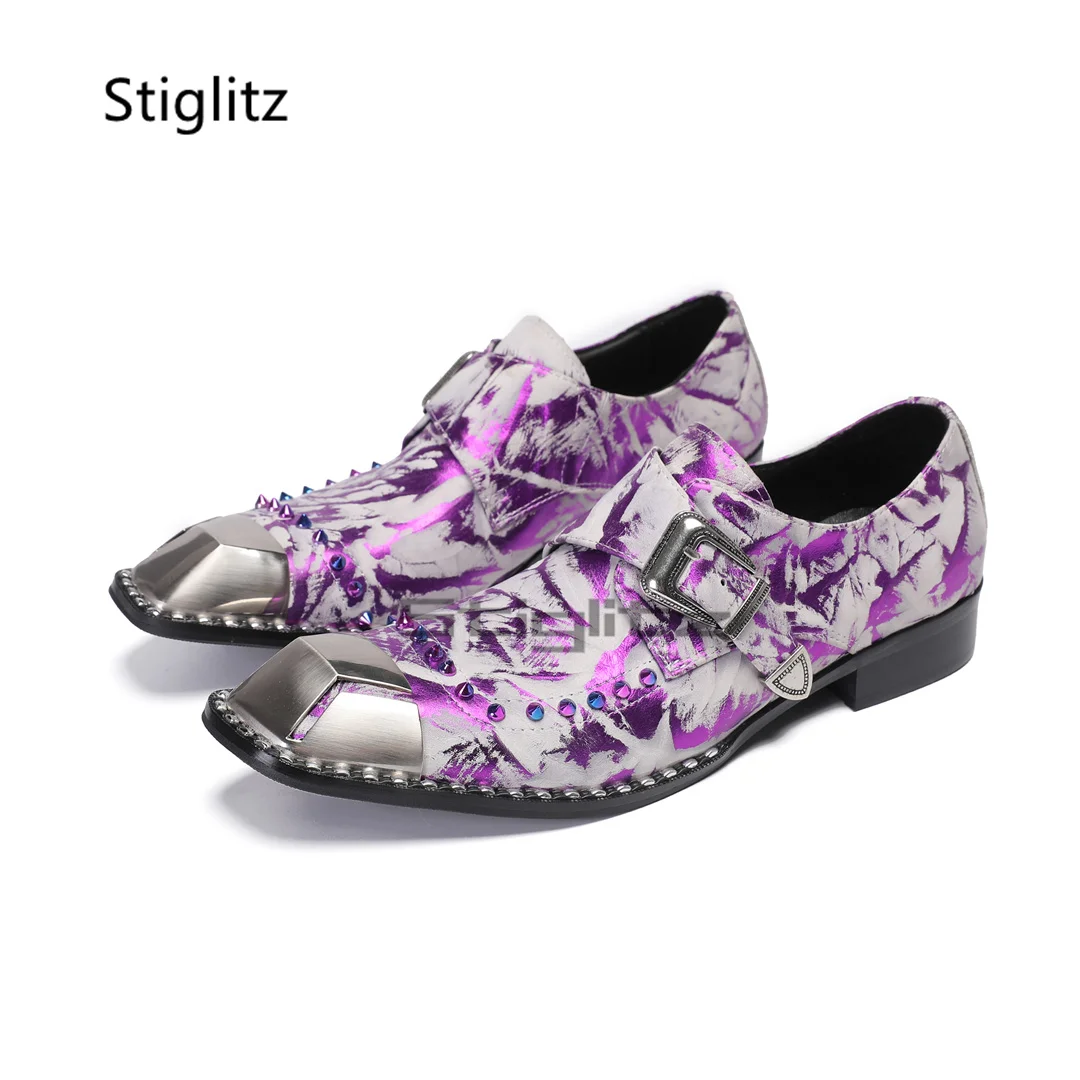 Purple Prints Genuine Leather  - Men Formal Party Wear Dress recensione e prezzo