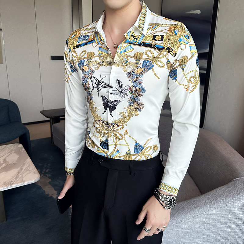Luxury Men's Printed Shirts Sp - Korean Men Formal Wear recensione e prezzo
