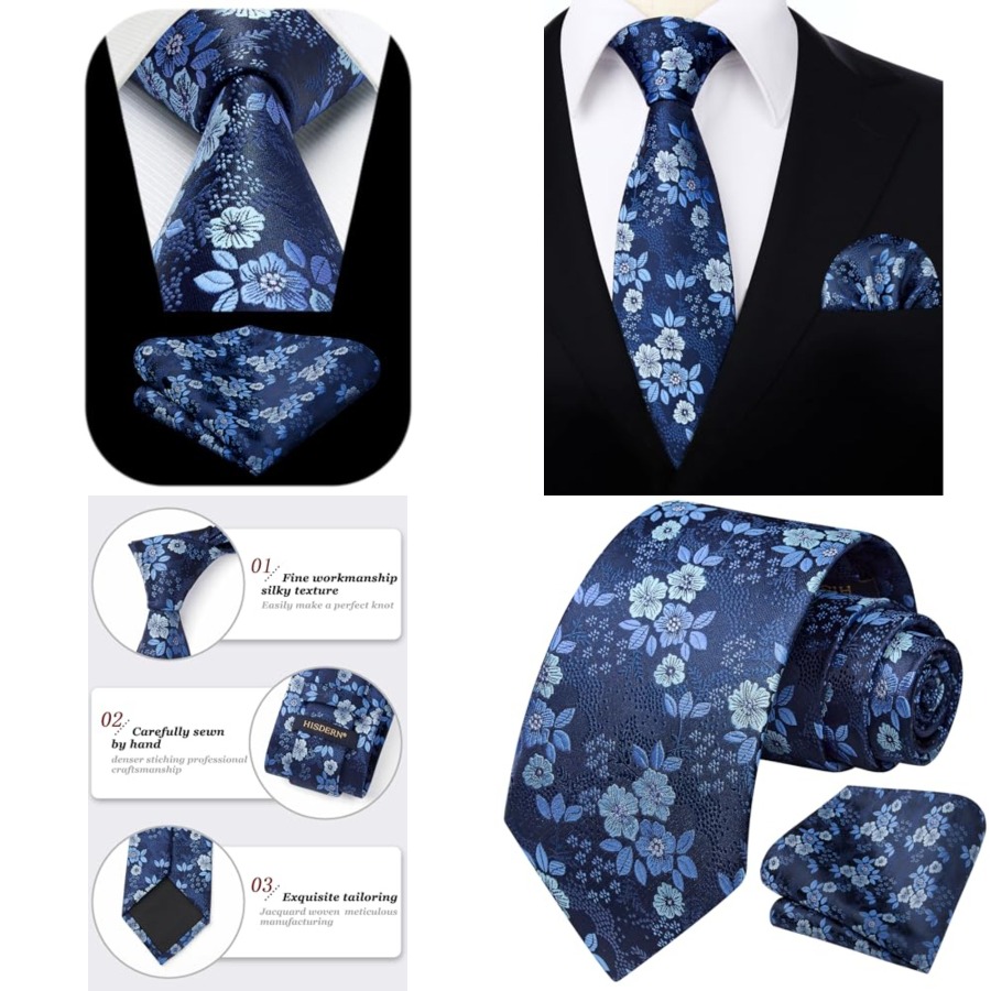 Extra Long Ties for Men Classi - Pocket Square Set recensione e prezzo